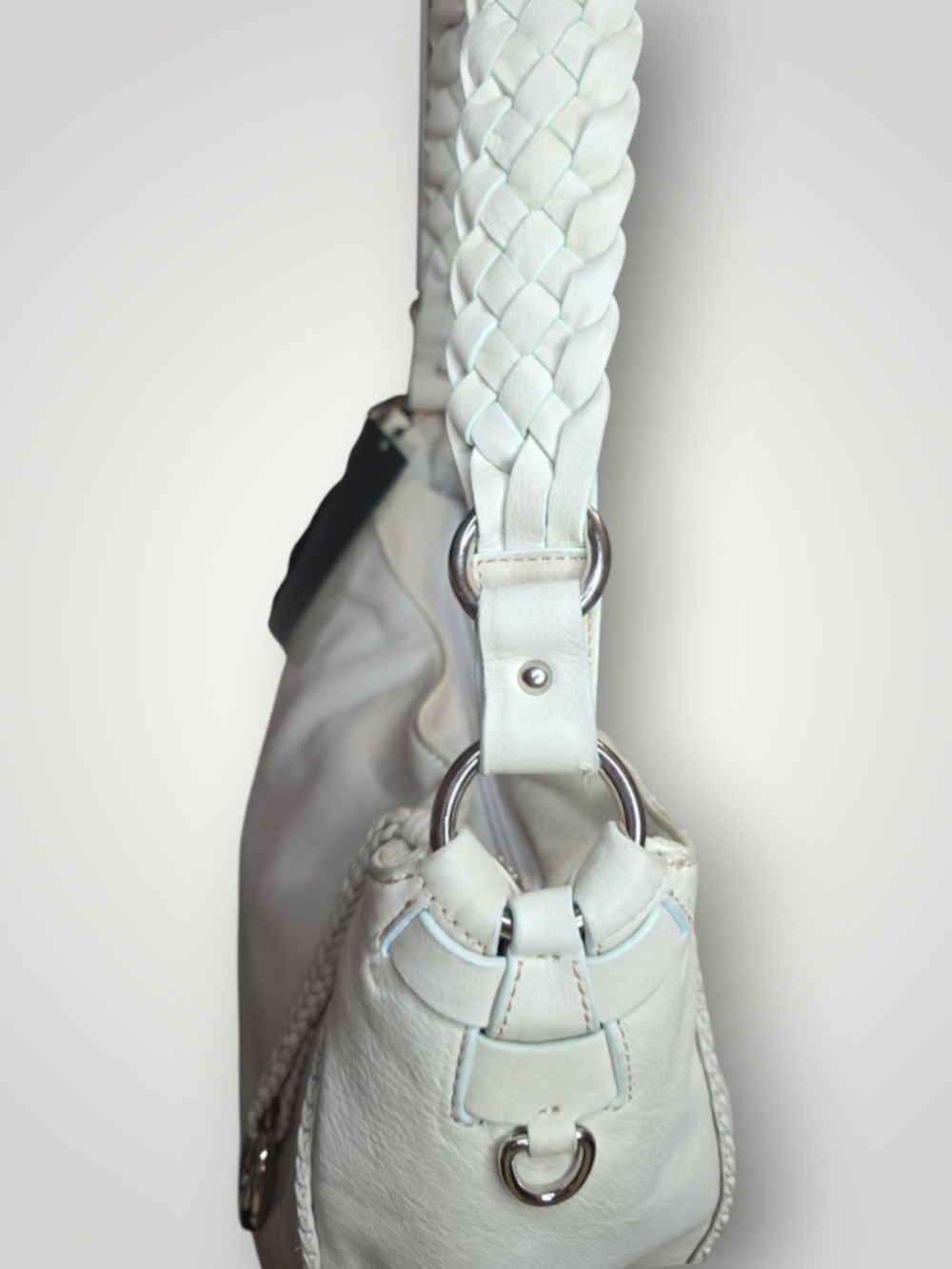Donald J. Pliner Vintage Cream Braided-Handle Shoulder Bag NWT Retail $320 - Picture 4 of 15